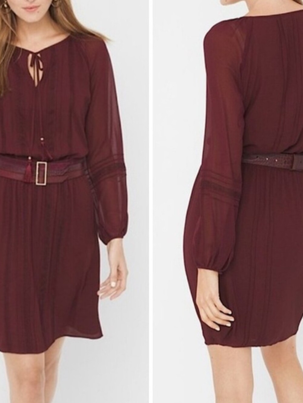 WHBM Burgundy Boho Dress - Small - Picture 5 of 5